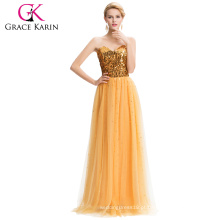 2015 Grace Karin atacado strapless com lantejoulas brilhantes vestido de baile longo vestido de noite CL3459-1